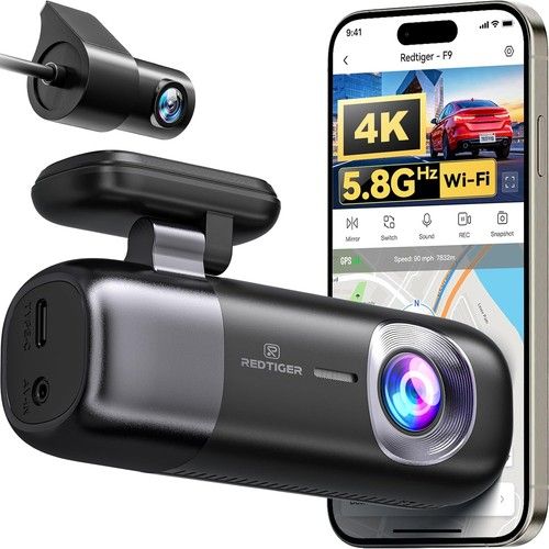 REDTIGER 4K Dash Cam Front and Rear Dash Camera With 5.8GHz WiFi GPS