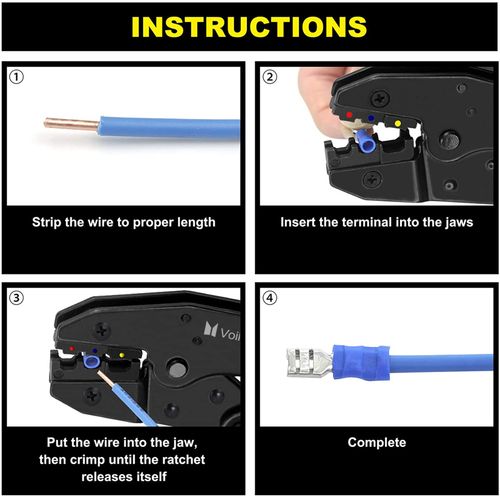 9" Ratchet Crimper Plier Cable Wire Electrical Crimp Tool Terminals Crimping Kit — image 9