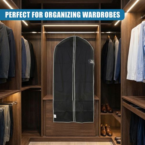 2 Pcs Zip Up Hanging Suit Dress Coat Garment Bag Clothes Cover DustProof Storage — image 5