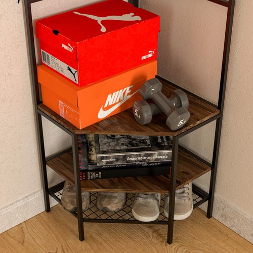 Coat Rack Freestanding Metal Coat Hall Tree Stand Triangle Corner Clothes Rack — image 11