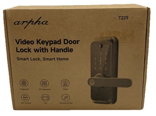 Arpha T229 Video Smart Door Lock 6in1 Entry Fingerprint Deadbolt Handle Doorbell