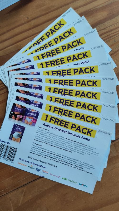 Always Discreet Pants Vouchers / Coupons x  10 - Worth Up To £9 Each — image 1