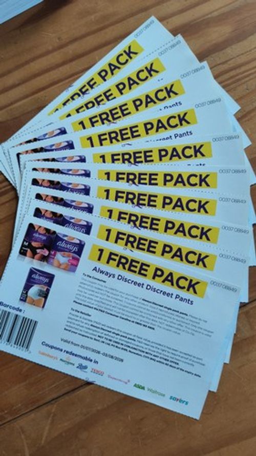 Always Discreet Pants Vouchers / Coupons x  10 - Worth Up To £9 Each