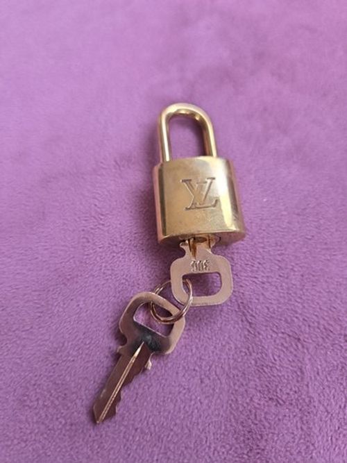  Louis Vuitton Brass Padlock Lock & Key Set. Used