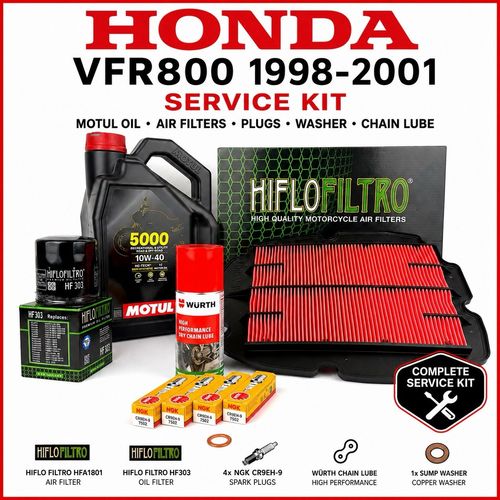 Honda VFR800 1998-2001 Service Kit Motul Oil Air Filters Plugs Washer Chain Lube — image 1