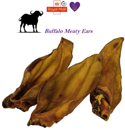 Buffalo Ears Extra XL Large with Meat 100% Natural Air Dried Dog Treat Chew