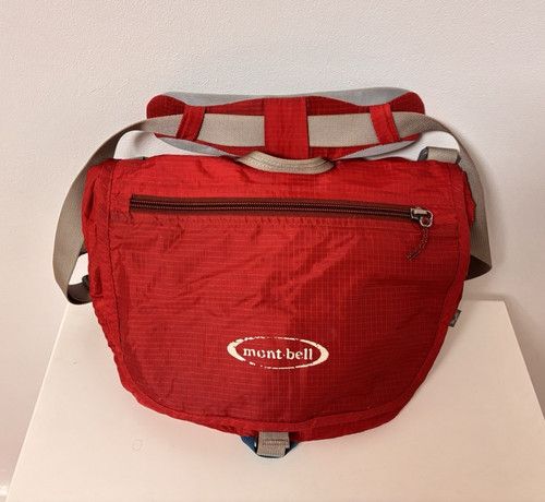 mont-bell Waist Pack Hip Bag Zip Closure for Hiking Red/Grey