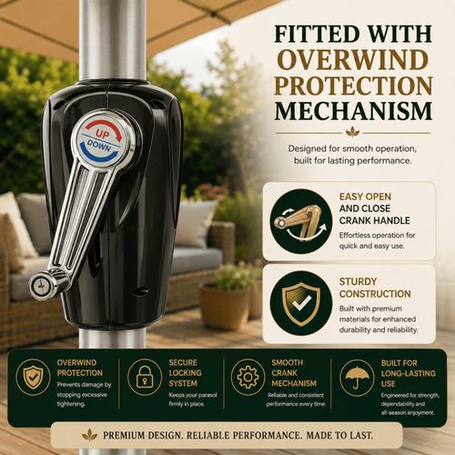 Garden Parasol Patio Table Umbrella Sun Shade Crank Handle Waterproof 2.7M — image 7