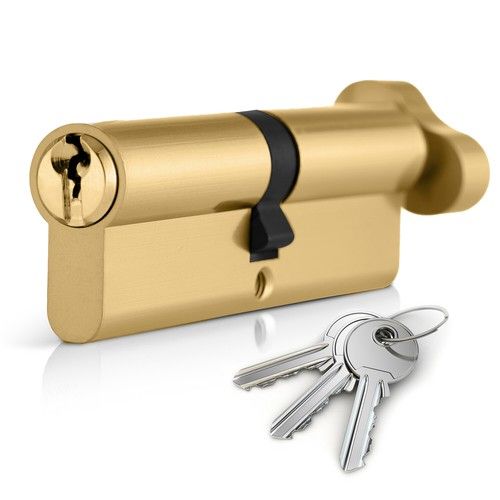 XFORT Thumb Turn Euro Profile Cylinder Lock, Euro Barrel Door Lock with 3 Keys
