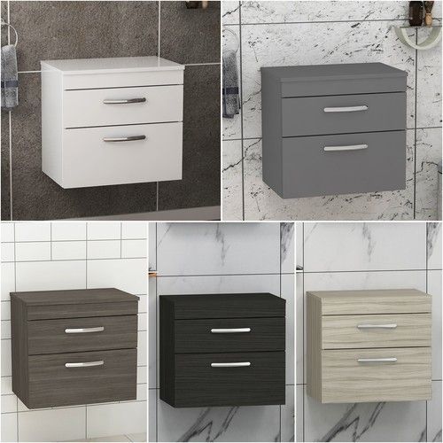 Bathroom Worktop Vanity Unit Countertop Basin 2 Drawer Wall Hung Multicoloured