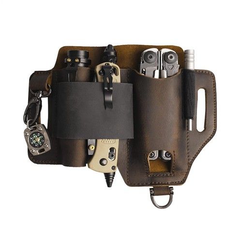 Men Multitool Leather Sheath EDC Pocket Organizer Storage Belt Waist Bag Gift