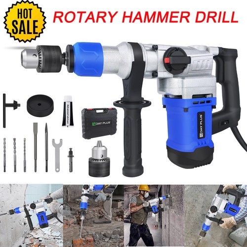 3 Mode Multifunctional 5000W Rotary Hammer Drill with Chisel Bits & Carry Case