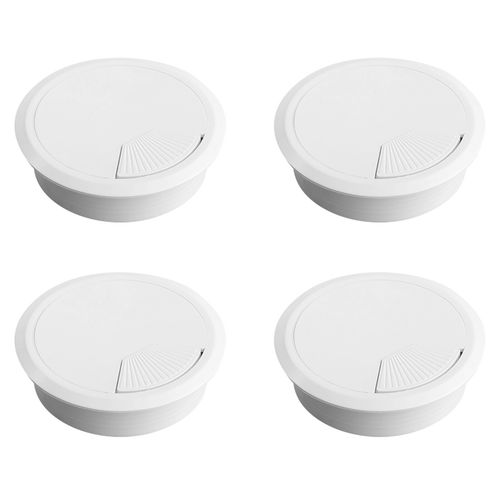 80mm White Plastic Cable Desk Grommets Computer PC Cover Caps Wires Cables  — image 2