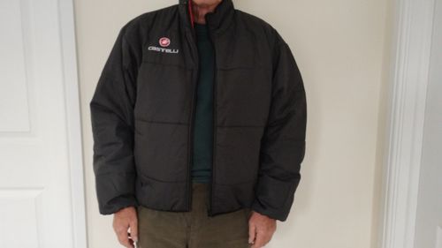 Castelli Men's Hooded Full Zip Down Cycling Puffer Jacket Black/Red M — image 5