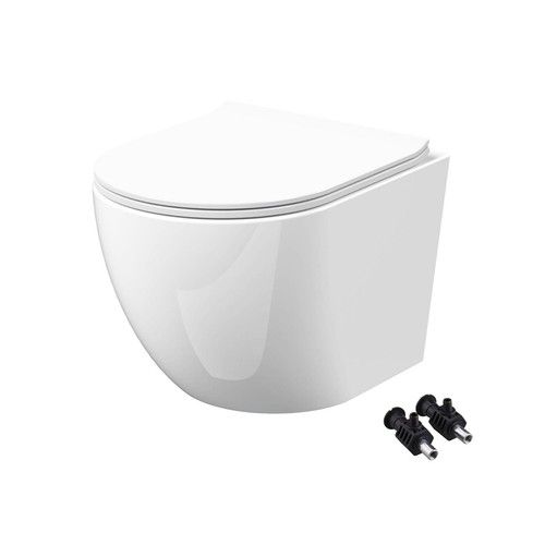 Rimless Wall Hung Toilet Pan & Seat with 1.10m Concealed Cistern Frame WC Unit