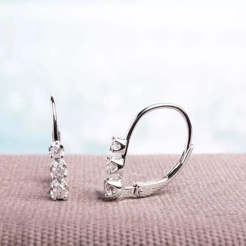 1Ct Round Cut Diamond Lab Created Drop & Dangle Earrings 14K White Gold Plated