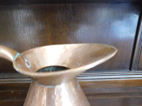 A Hammered Large Vintage Copper Water Jug Pitcher 19cm Tall x 16cm In Diameter — image 6