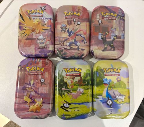 Pokémon TCG Mini Tin Bundle x6 60ct Standard Size Pikachu Umbreon Lapras — image 1