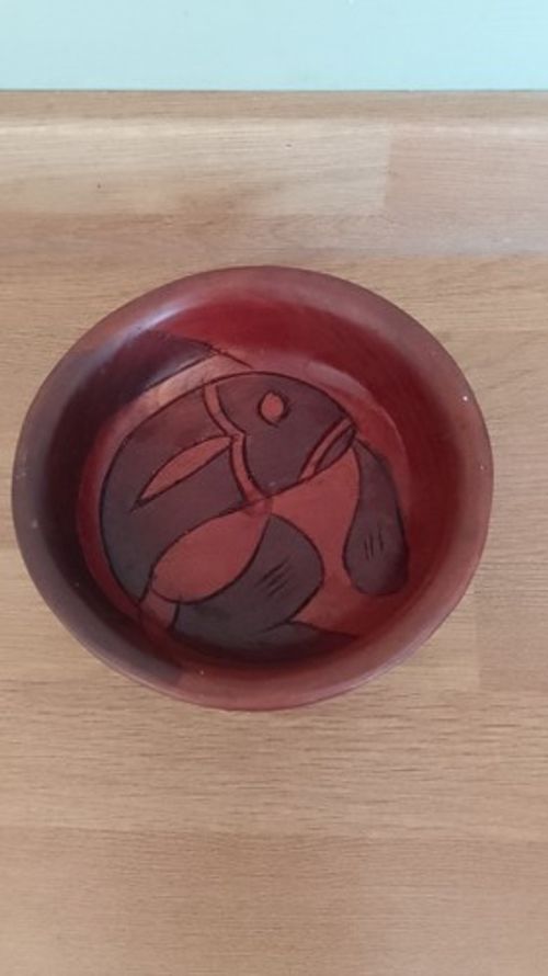 Vintage Wooden Bowl Hand Carved Fish Design Serving Dish Display Bowl