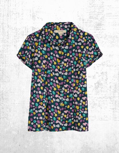 Womens Seasalt Cotton Short Sleeve Maker Collared Shirt in Maritime Tulips
