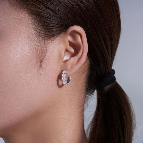 1.0ct Round Cut Lab‑Created Diamond Test Pass VVS1/D/Excellent Huggie Earrings