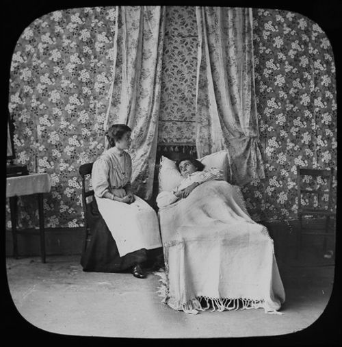 ANTIQUE Magic Lantern Slide ALMOST LOST NO23 C1890 PHOTO VICTORIAN STORY ACTORS