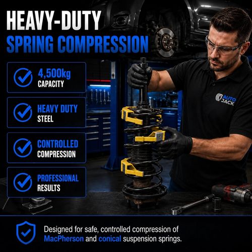 Autojack Strut Spring Compressor Tool 3 Yoke Coil Spring Clamp 4500kg Kit — image 5