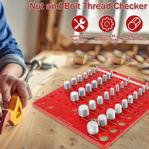 Nut and Bolt Thread Checker 34 Thread Identifier Gauge Inch Metric Screw NEW — image 2