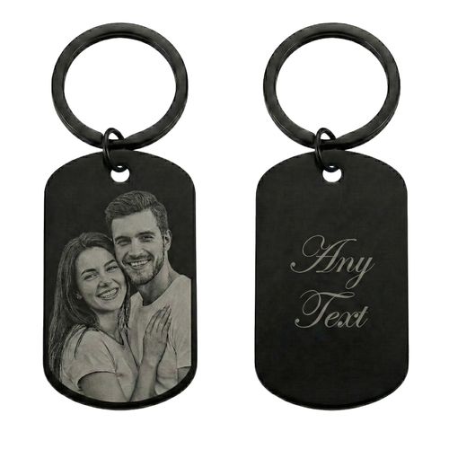 Keychain Personalised Custom Engraved Picture Your Photo Keyring Wedding Gift — image 1