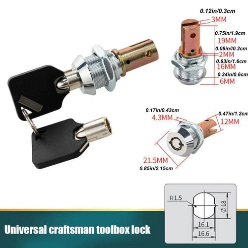 Tool Box Lock with Keys Replacement Cylinder For Tool Storage Cabinets Drawers — image 7