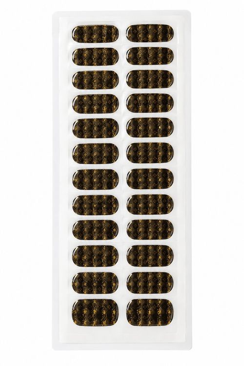 Self-Adhesive Glitter Full Wrap Nail Strips, Black/Gold Stars, Medium Halloween  — image 5