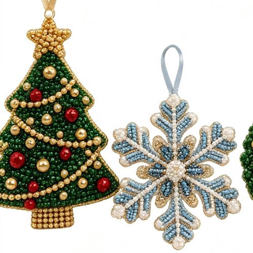 Christmas Bead Making Kit DIY Bracelet Craft Set Holiday Tree Hanging Decor — image 3