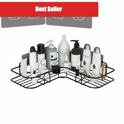 Wall Mount Corner Shower Rack Rustproof Iron Storage Shelf for Toiletries