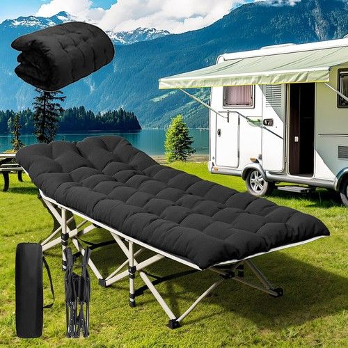 Camping Cot Heavy Duty Travel Camping Bed Folding Sleeping Bed + Mattress +Bag