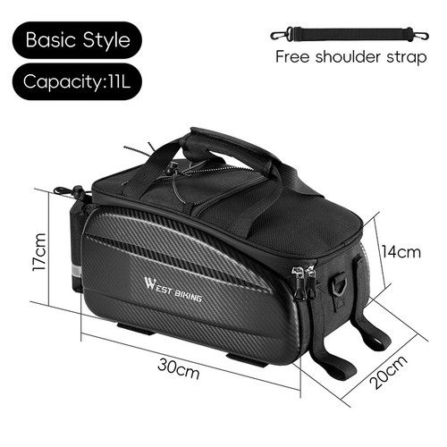 WEST BIKING Bicycle Rear Seat Bag Hard Shell Bike Pannier Rack Pack Carrier Bag