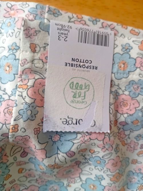 George Girls Pink Cotton Floral 2 Pc Leggings 2-3 Years Pull On Casual Play — image 1