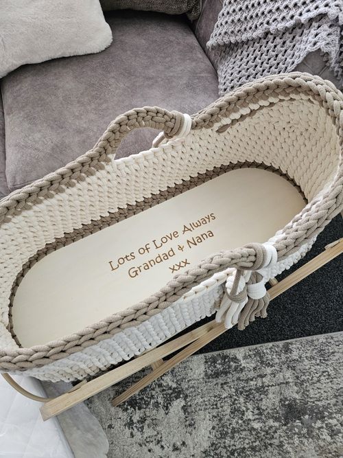Handmade Crochet Baby Moses Basket Made to Order & Personalised Base Any Colour! — image 9