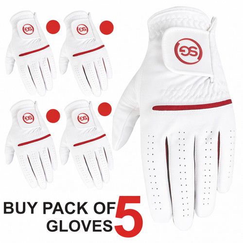 SG Pack of 5 Men All weather Golf Gloves leather palm patch n thumb