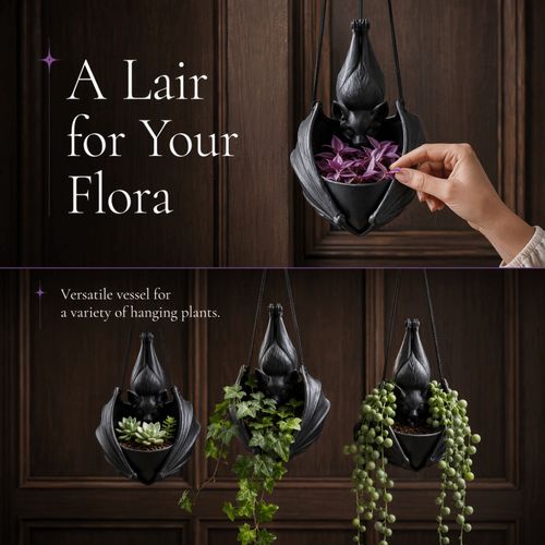 Gothic Style Bat Hanging Planter Plastic Whimsical Hanging Succulent Planter — image 4