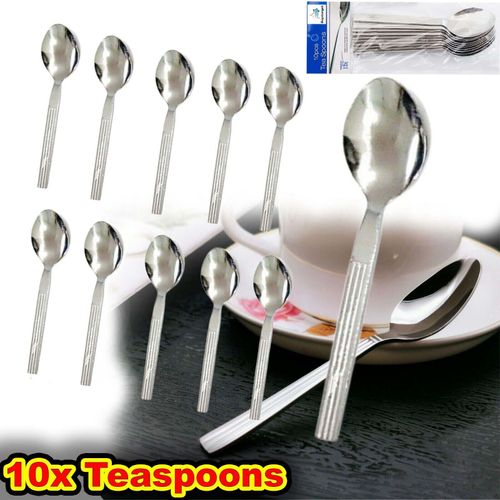 10x Tea Spoon Cutlery Set Teaspoons Tea Coffee Spoons Stainless Steel Silver UK — image 2