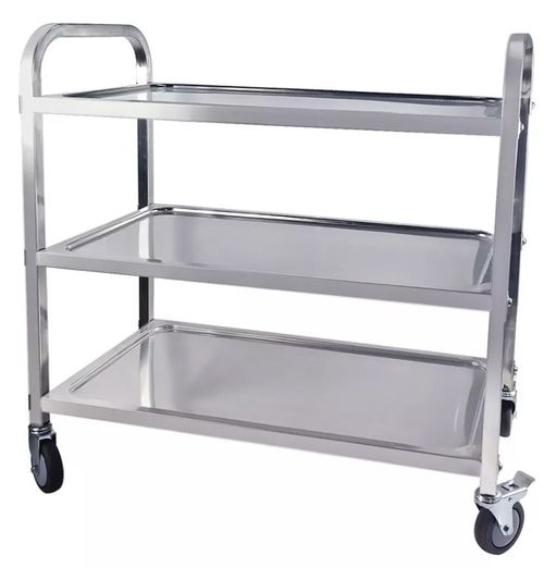 Kitchen Trolley Cart Stainless Steel 3 Tier Salon Serving Storage Rack w/ Wheels — image 1