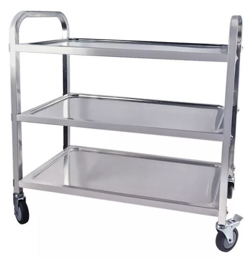 Kitchen Trolley Cart Stainless Steel 3 Tier Salon Serving Storage Rack w/ Wheels