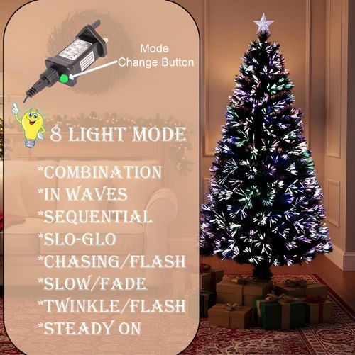 7FT Pre-Lit Christmas Tree Green Fiber Optic LED Lights Xmas Home Holiday Decor — image 7