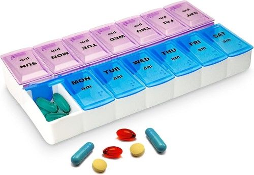 2X WEEKLY PILL ORGANISER Day & Night 7 DAY Box Tablet AM PM Medication Dispenser
