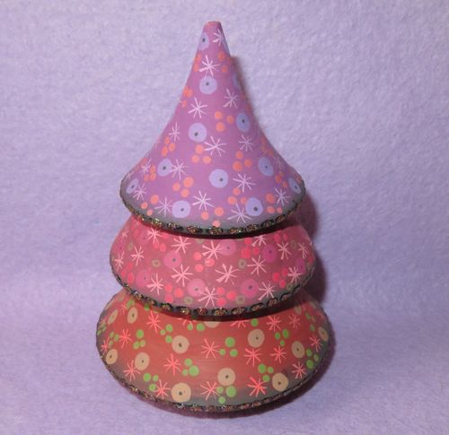 Christmas Tree Wobbly doll Lilac Red Purple ROLY POLY RUSSIAN HAND PAINTED GIFT — image 2