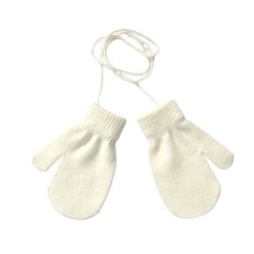 Baby Winter Knitted Gloves With Lanyard Full Finger Warm Mittens 1-3 Years Old — image 1