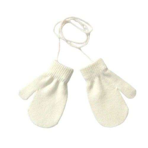 Baby Winter Knitted Gloves With Lanyard Full Finger Warm Mittens 1-3 Years Old
