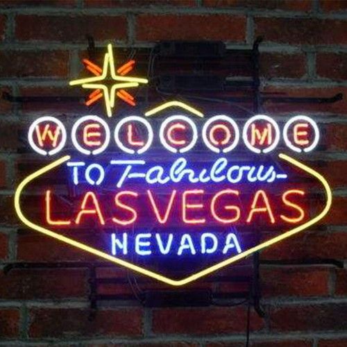 Welcome to Fabulous Las Vegas Nevada Neon Sign Light Casino Wall Hanging 24"x20"