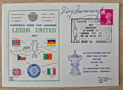 BILLY BREMNER - LEEDS UNITED  LEGEND - ULTRA RARE SIGNED VINTAGE 1972 FDC - EX