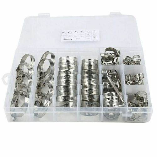 101-Pcs Assorted Stainless Steel Hose Clamp Kit With No Driver Jubilee Clips Set — image 11